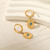 Fashion Devil's Eye Stainless Steel Gold Plated Drop Earrings 1 Pair main image 1