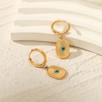 Fashion Devil's Eye Stainless Steel Gold Plated Drop Earrings 1 Pair main image 6
