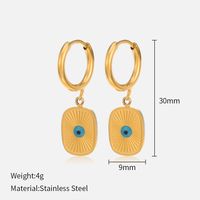 Fashion Devil's Eye Stainless Steel Gold Plated Drop Earrings 1 Pair sku image 1