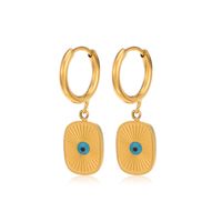 Fashion Devil's Eye Stainless Steel Gold Plated Drop Earrings 1 Pair main image 2
