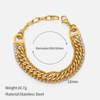 Fashion Geometric Stainless Steel Plating Rhinestones Bracelets sku image 1
