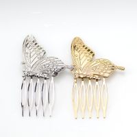 New Retro Diamond Hair Comb Inserted Comb Leaves Pearl Fashion Hairpin Wholesale sku image 3