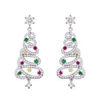 Fashion Christmas Tree Alloy Inlay Artificial Gemstones Christmas Women's Earrings main image 3