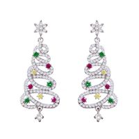 Moda Árbol De Navidad Aleación Embutido Piedras Preciosas Artificiales Navidad Mujeres Aretes sku image 1