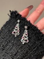Fashion Christmas Tree Alloy Inlay Artificial Gemstones Christmas Women's Earrings main image 4