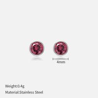 Simple Style Round Stainless Steel Plating Rhinestones Ear Studs 1 Pair sku image 7