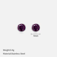 Simple Style Round Stainless Steel Plating Rhinestones Ear Studs 1 Pair sku image 18