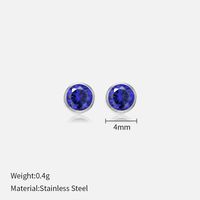Simple Style Round Stainless Steel Plating Rhinestones Ear Studs 1 Pair sku image 9
