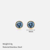 Simple Style Round Stainless Steel Plating Rhinestones Ear Studs 1 Pair sku image 42