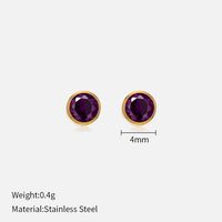 Simple Style Round Stainless Steel Plating Rhinestones Ear Studs 1 Pair sku image 40