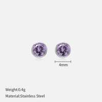 Simple Style Round Stainless Steel Plating Rhinestones Ear Studs 1 Pair sku image 6