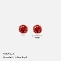 Simple Style Round Stainless Steel Plating Rhinestones Ear Studs 1 Pair sku image 39