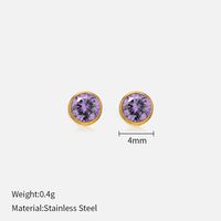 Simple Style Round Stainless Steel Plating Rhinestones Ear Studs 1 Pair sku image 47