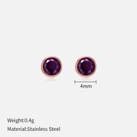 Simple Style Round Stainless Steel Plating Rhinestones Ear Studs 1 Pair sku image 32