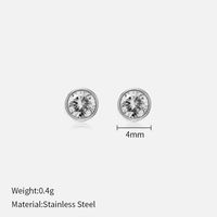Simple Style Round Stainless Steel Plating Rhinestones Ear Studs 1 Pair sku image 4