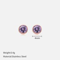 Simple Style Round Stainless Steel Plating Rhinestones Ear Studs 1 Pair sku image 48