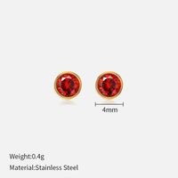 Simple Style Round Stainless Steel Plating Rhinestones Ear Studs 1 Pair sku image 61
