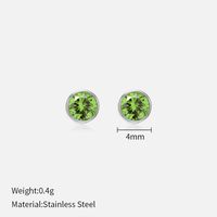 Simple Style Round Stainless Steel Plating Rhinestones Ear Studs 1 Pair sku image 8