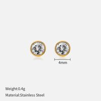 Simple Style Round Stainless Steel Plating Rhinestones Ear Studs 1 Pair sku image 44
