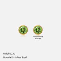 Simple Style Round Stainless Steel Plating Rhinestones Ear Studs 1 Pair sku image 51