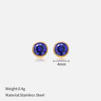 Simple Style Round Stainless Steel Plating Rhinestones Ear Studs 1 Pair sku image 53