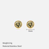 Simple Style Round Stainless Steel Plating Rhinestones Ear Studs 1 Pair sku image 57