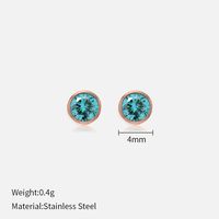 Simple Style Round Stainless Steel Plating Rhinestones Ear Studs 1 Pair sku image 60