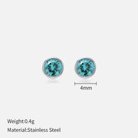 Simple Style Round Stainless Steel Plating Rhinestones Ear Studs 1 Pair sku image 12