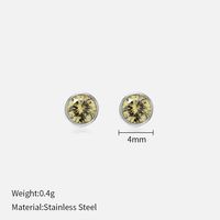 Simple Style Round Stainless Steel Plating Rhinestones Ear Studs 1 Pair sku image 11
