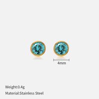 Simple Style Round Stainless Steel Plating Rhinestones Ear Studs 1 Pair sku image 59