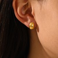 Simple Style C Shape Stainless Steel Gold Plated Ear Studs 1 Pair main image 4