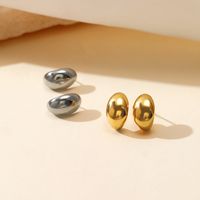 Simple Style C Shape Stainless Steel Gold Plated Ear Studs 1 Pair main image 1