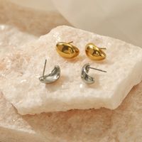 Simple Style C Shape Stainless Steel Gold Plated Ear Studs 1 Pair main image 3