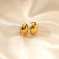 Simple Style C Shape Stainless Steel Gold Plated Ear Studs 1 Pair main image 2