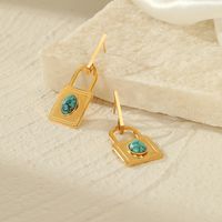 Fashion Lock Stainless Steel Plating Turquoise Drop Earrings 1 Pair main image 5