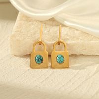 Fashion Lock Stainless Steel Plating Turquoise Drop Earrings 1 Pair main image 6