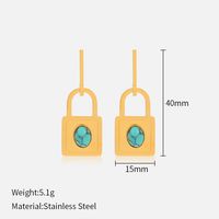 Fashion Lock Stainless Steel Plating Turquoise Drop Earrings 1 Pair sku image 1