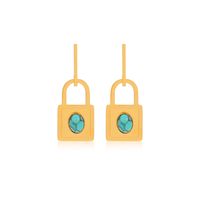 Fashion Lock Stainless Steel Plating Turquoise Drop Earrings 1 Pair main image 2