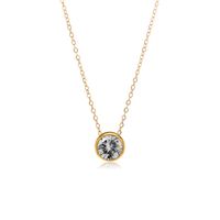 Simple Style Round Stainless Steel Plating Rhinestones Pendant Necklace main image 4
