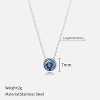 Simple Style Round Stainless Steel Plating Rhinestones Pendant Necklace sku image 3