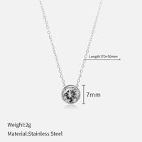 Simple Style Round Stainless Steel Plating Rhinestones Pendant Necklace sku image 4