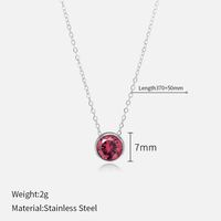 Simple Style Round Stainless Steel Plating Rhinestones Pendant Necklace sku image 7
