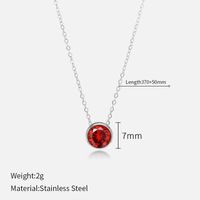 Simple Style Round Stainless Steel Plating Rhinestones Pendant Necklace sku image 1