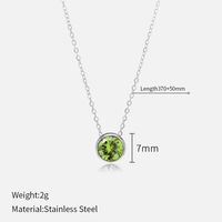 Simple Style Round Stainless Steel Plating Rhinestones Pendant Necklace sku image 8