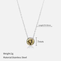 Simple Style Round Stainless Steel Plating Rhinestones Pendant Necklace sku image 11