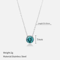 Simple Style Round Stainless Steel Plating Rhinestones Pendant Necklace sku image 12