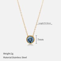 Simple Style Round Stainless Steel Plating Rhinestones Pendant Necklace sku image 27