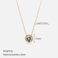 Simple Style Round Stainless Steel Plating Rhinestones Pendant Necklace sku image 28
