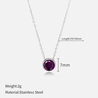 Simple Style Round Stainless Steel Plating Rhinestones Pendant Necklace sku image 18