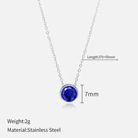 Simple Style Round Stainless Steel Plating Rhinestones Pendant Necklace sku image 9